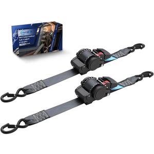 ANLULOAD 2 Pack Retractable Ratchet Straps (2in x 157in),Cargo Strap Tie Downs for Trunk, Garage Motorcycles, Atvs,Trailers-WLL2,204lbs,BS:4,409 lbsBlack