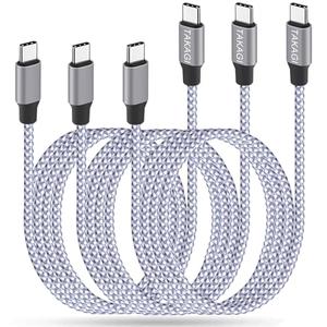 USB C Cable,for iPhone 17 16 Charger Cord,USB C to USB C Fast Charging Braided Nylon 60W 6FT 3Pack Type C Cable for iPhone 17 Pro Max 16 15 Pro,Plus,iPad mini,Air 5,MacBook,Samsung Galaxy S25,S24,S23