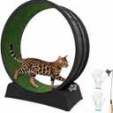 33" Large Cat Wheel for Indoor Cats, Cat Treadmill with Detachable Carpet & Teaser for Running/Walking/Training, Cats Exercise Wheel Suitable for Most Cats Kitten - Dark Black