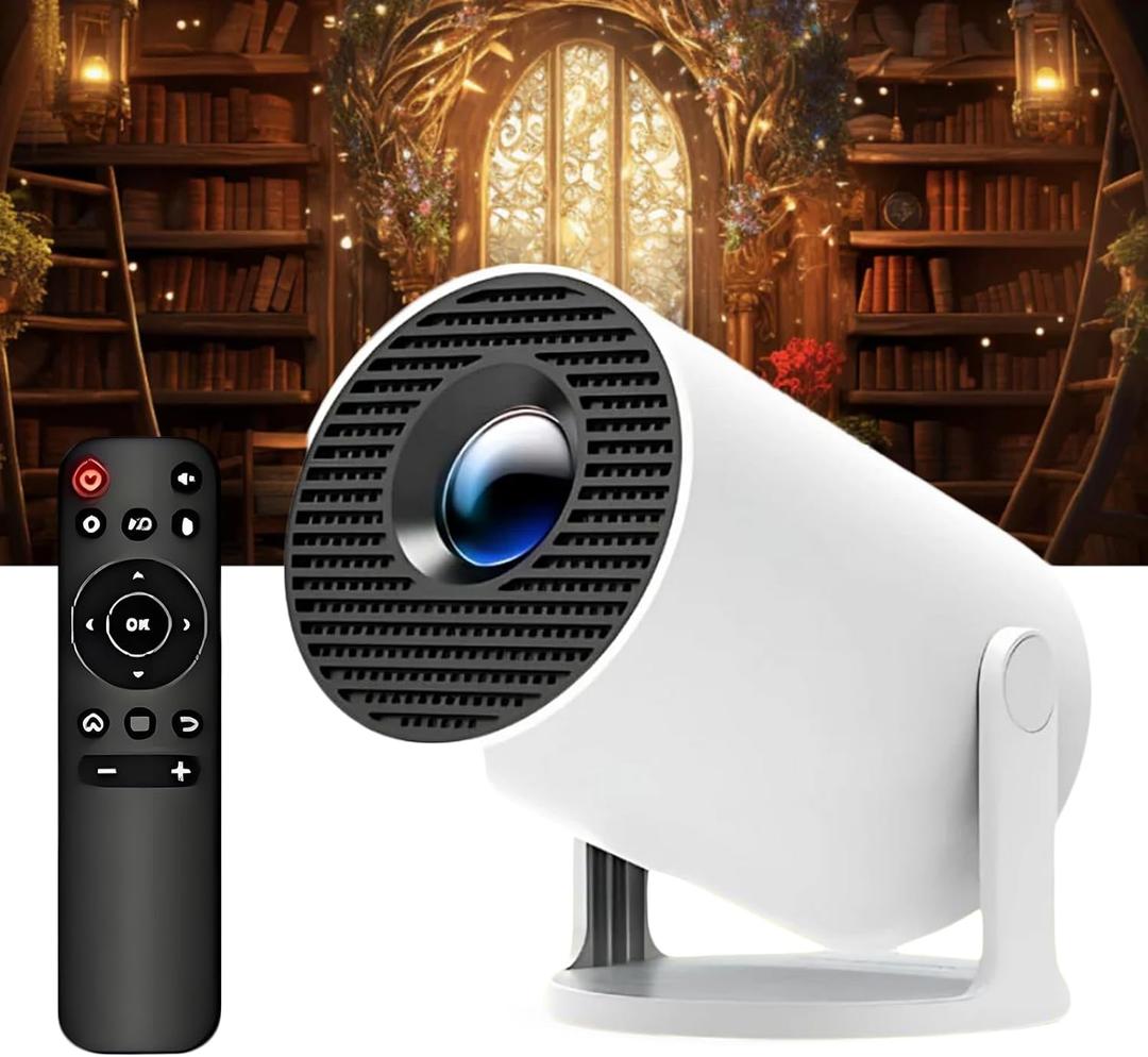 Pixi Beam Projector, Pixibeam Portable Projector 4K, Mini Automatic Keystone Correction HD Projectors, Wifi and Bluetooth American Standard, Outdoor/Indoor Movie Projector 180Rotation (White)