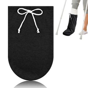 Cast Sock Cover for Foot, Cast Cover for Foot, Leg Cast Cover, Adjustable Drawstring Foot Cast Cover for Men and Women (Long Black) (21 Inch)