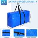 Windyun 4 Pack 75 Gallon Extra Large Moving Bags XXL Heavy Duty Storage Bag with Strong Zipper Handle Jumbo Big Tote Box Foldable for College Dorm Travel Clothes Duffle Blanket Pillow(Blue)