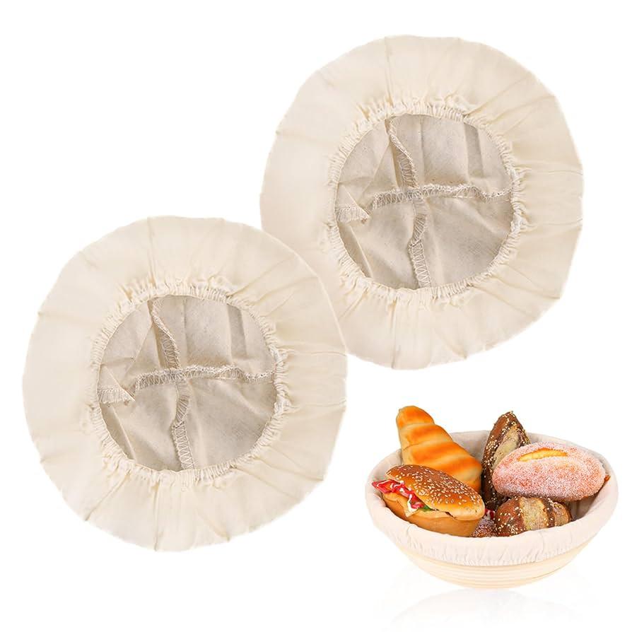 ABuff 2 Pieces Bread Proofing Basket Liner Cloth Cover Baking Dough Basket Cover Natural Rattan Banneton Proofing Sourdough Basket Cloth Liner for Bakery Home Baking (Round, 10 Inch)