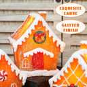 Christmas Gingerbread House Tabletop Decoration Lighted Christmas Village House Real Wax Battery Operated with Remote Flickering LED Light Christmas Village Decor for Mantel Desk Table Centerpiece