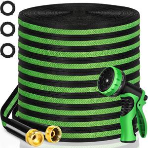 Garden Hose 100 ft Flexible Non-Expandable Water Hose Kink-Free Lightweight Leak-Proof High Pressure Durable Outdoor Portable Fabric Hoses Pipe with 3/4 Sturdy Fittings for Yard Lawn Car Wash