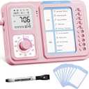 3-in-1 Visual Timer & ADHD Tool for Kids|Adults, Task Timer with Chore Chart Board, Visual Schedule for Kids with Autism, Daily Checklist for Home, School, Classroom, Desk (Pink)