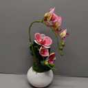Forlaoers Modern 17" Pink Artificial Orchid Faux Flowers in vase Fake Plant Floral Arrangements Table Centerpieces for Dining Room Home Office Bathroom Decorations Indoor Farmhouse Wedding Decor