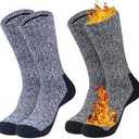 Loritta 2 Pack Merino Mens Wool Socks, Winter Warm Thermal Socks for Men Cold Weather