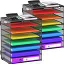 8 Tier Paper Letter Tray Organizer with Handles, Mesh Desk File Holder Storage Organization for Home School Classroom & Office (Black-2Pack)