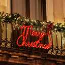 LAMPHOME Large 24"x13.5" 180 LED Merry Christmas Neon Motif Super-Bright Red LEDs Outdoor Christmas Decoration with UL Standard Adaptor Waterproof for Outdoor Home Party Wall Hanging Holiday