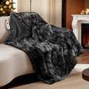 Bearhug Heated Throw Blanket 50" x 60" Electric Throw Warming Blanket Reversible Faux Fur & Sherpa, 6 Heating Levels & 4H Auto Off, Over-Heat Protect, ETL, Washable Heated Blanket Marble Black