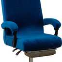 Office Chair Cover with Armrest Covers, High Resilience Velvet Fabric, Universal Fit 22-25 inch Back (Blue)