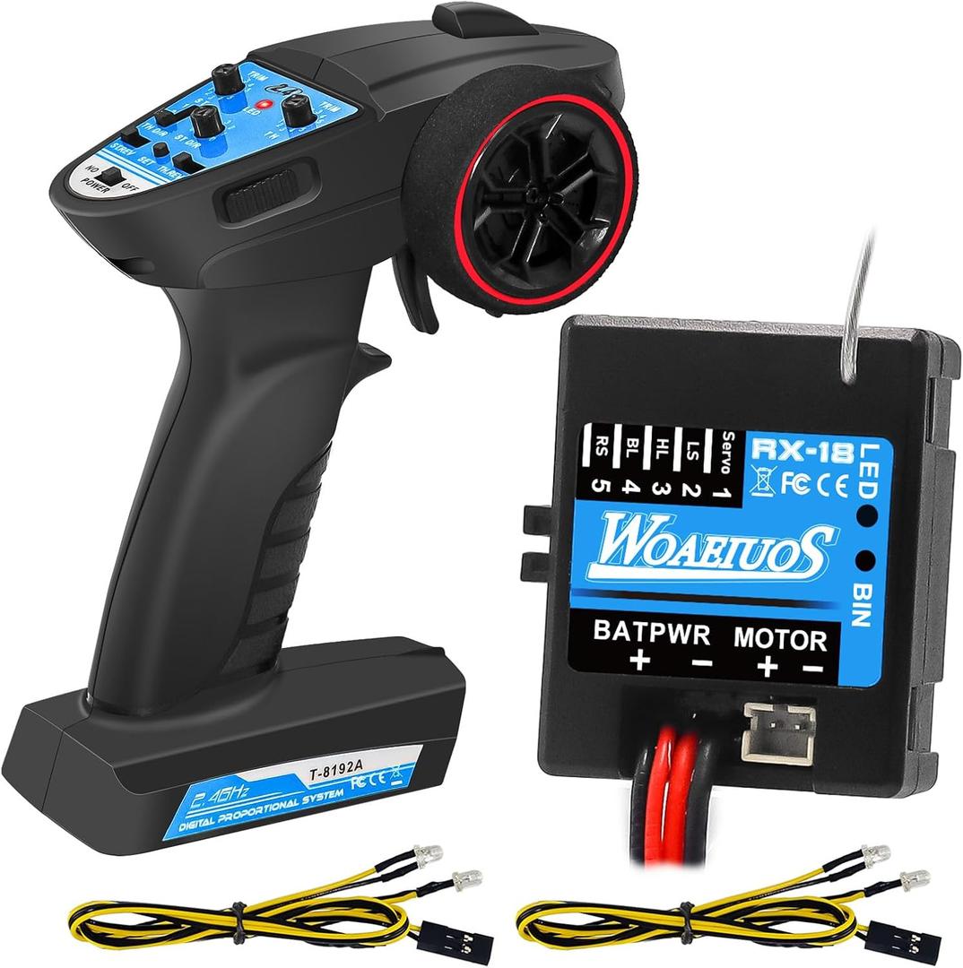 2 in 1 ESC & Receiver with 2.4G RC Transmitter ESC Remote Controller Receiver Combo Specially Designed for Axial SCX24 RC Car