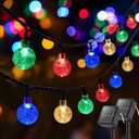 Metaku 2 Pack Solar String Lights for Outside, Total 40FT 60 LED Crystal Globe String Lights, Solar Powered Outdoor Lights with 8 Lighting Modes, Patio Light for Garden, Camping and Party Multicolor
