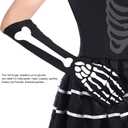 2 Pairs Black Skeleton Gloves, Day of The Dead Ghost Full Finger Bones Accessories for Halloween Cosplay Parties (BLACK, Long)