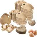 40 Pcs Heart Shaped Egg Carton 3 Count with Jute Rope Natural Paper Pulp Reusable Egg Cartons Easter Eggs Basket Tray for Valentine's Day & Easter Home Kitchen Family Farm Market Holiday Gifts