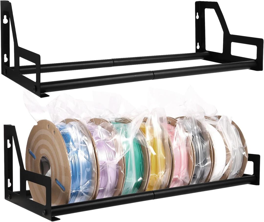 3D Printer Filament Storage Rack,Filament Holder,2 PCS Wall Mount Filament Shelf ,3d filament storage,Filament Spool Holders ,Heavy Duty Metal Filament Holder Shelf, Organized for 3D Printing Studio
