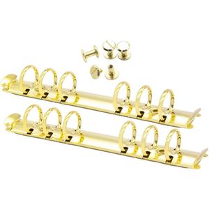 2PCS 6-Ring Binder Mechanism A6 Notebook Mechanism Replacement Kit Gold Metal Clip Ring Binding Round Ring Binding Spines Combs Set for Planner Organizers