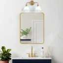 2 Light Gold Brass Bathroom Light Fixture,Brush Gold Vanity Lighting Over Mirror,Cute Milk White Glass Flower Lampshade,E26 Socket(Bulbs Not Included)