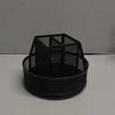 Annova Mesh Desk Organizer Rotate with 5 Compartments Spinning Tidy Candy/Pen Holder Office, Art Supply, Storage, Classroom, Home (Black)