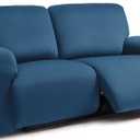 ULTICOR Squared Jacquard Design Extra Wide 75" - 100", Reclining 2 Seater Sofa, Extra Wide 6-Piece Reclining LoveSeat Slipcover, Reclining Sofa Covers, Thick, Soft, Washable (Navy)