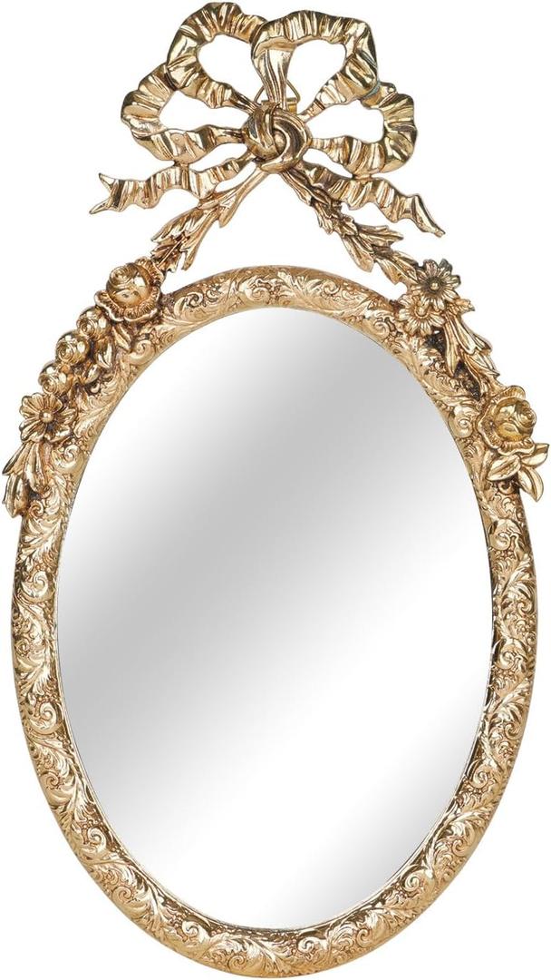 NIKKY HOME Small Wall Mirror, Vintage Hanging Mirrors, Gold Decorative Wall Mirror for Bedroom Living-Room Dresser Decor 10 x 5.7 Inch