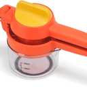 Joseph Joseph JuiceMax Plus Manual Citrus Juicer & Press, Dual-Action, Measuring Cup, Lemon, Lime, Orange