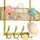 Kaiferty Over The Door Hooks Organizer, Coat Rack Over The Door Storage Hanger Towel Rack, Back of Door Storage Organizer for Bathroom,Bedroom,Kitchen,Office (Gold, 2-Tier)