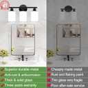 Zarbitta 3-Light Bathroom Light Fixtures, Black Modern Vanity Lights with Milky White Frosted Glass Shades, Bathroom Wall Lamp for Mirror Kitchen Living Room Hallway Cabinet Porch