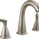 Delta Broadmoor Brushed Nickel Bathroom Faucet with Sprayer, 8 Inch 3 Hole Widespread Bathroom Sink Faucet with Pull Out Sprayer, Push-Pop Drain, SpotShield Stainless 35765LF-SPPD