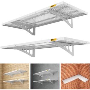 2Pack 1.64x4ft Adjustable Metal Garage Wall Shelving Heavy Duty Garage Storage Shelf Wall Mounted White
