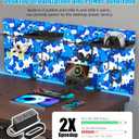 CCCEI Desk Organizer and Storage with Charging Station, Navy Blue Clamp on Table Pegboard, Gaming Standing Office Supplies Shelf Accessorie, Metal Peg Board Privacy Panels, Gifts for Men, 6FT.