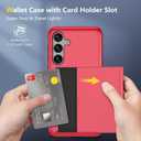 ZUSLAB Card Holder Slot Case Compatible with Samsung Galaxy S24 6.2 Inches 2024, Phone Wallet Case for Galaxy S24, Shockproof Rubber & PC Bumper Dual Layer Cover for Women Men Teens, Red