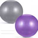 Grevosea 2 Pack Pilates Ball, 9 Inch Small Exercise Balls Workout Ball for Yoga Core Training Physical Therapy Stability Barre Stretching Grey and Purple