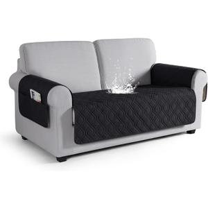 VANSOFY Couch Cover, Waterproof Sofa Covers Washable Slipcover Furniture Protector Couch Seat Covers Non-Slip Couch Cover for Dogs, Pets, (Loveseat Plus, Black) (Loveseat Plus(Seat Width: 54"))