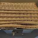Eccliy 6 Pack Poly Wicker Bread Baskets 19 Inch Imitation Rattan Serving Trays for Bread Snacks Fruit Vegetables Tabletop Display Basket for Kitchen Restaurant Home Hotel