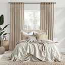 MIULEE Taupe Linen Curtains 96 Inch Length 2 Panels for Bedroom Living Room, Back Tab & Hook Belt Pleated Soft Thick Linen Textured Window Drapes Semi Sheer Light Filtering Farmhouse Burlap Look Decor