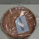 Round Rattan Woven Serving Tray with Handles Ottoman Tray for Breakfast, Drinks, Snacks for Coffee Table, Home Decorative (Honey Brown, 13.8"x2")