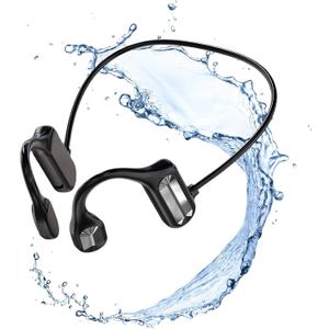 Bone Conduction Headphones - 2023 New Waterproof Bone Conduction Head Phones with Mic, 5.3 Open-Ear Earbuds Sports Headphones Ear Bone Running Music Headphones, (Black)