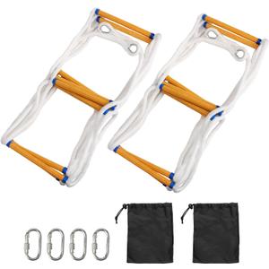 Rope Ladder, 16 FT Fire Escape Ladder 2 Story Flame Resistant Emergency Ladder for Second Floor Portable Fire Safety Ladder Weight Capacity up to 2500 Pounds- 2 Pack