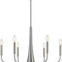 ACNKTZ Brushed Nickel Chandelier, 6-Light Modern Farmhouse Chandeliers for Dining Room Lighting Fixtures Hanging, Industrial Metal Minimalist Chandelier for Kitchen Bedroom Foyer Entryway Hall