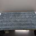 H.VERSAILTEX 2 Piece Bathroom Set - Super Absorbent Chenille Striped Bath Mats - Non Skid, Machine Washable - Stone Blue, 24 x 36 Plus 20 x 32 Inches