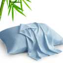 BEDELITE Standard Pillow Cases Set of 2, Rayon Derived from Bamboo, Cooling Pillow Cases for Hot Sleepers & Night Sweats, Breathable Silky Soft Envelope Pillowcases (Blue, 20"x26")