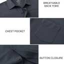 VEBOON Men's Short Sleeve Button Down Shirts Cotton Lightweight Stretch Moisture Wicking Dress Shirt with Pocket (L)