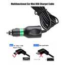 Dash Cam Charger Cable, GPS Navigator Charger, Mini USB Right Port, 12V Car & 24V Truck Power Adapter, Black, 3.5M
