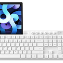 Wireless Keyboard and Mouse Combo, MARVO 2.4G Ergonomic Wireless Computer Keyboard with Phone Tablet Holder, Silent Mouse with 6 Button, Compatible with MacBook, Windows (White)