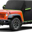 Full Door Cab Cover for Jeep Wrangler YJ TJ 2 Door Car Covers Waterproof All Weather, Half Car Cover with 420D Oxford Waterproof Jeep Wrangler Rain Covers with Reflective Strip (black)