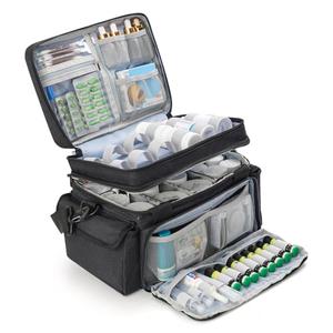 XHGWJSX Medicine Organizer with Adjustable Divider, Double-Layer Medicine Bottle organizer Storage, Portable Home Health First Aid Bag, Medicine Organizer Box for Emergency Medications (Bag Only)