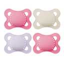 MAM Original Matte Baby Pacifiers, Binky for Girls 0-6 Months, BPA-Free Silicone Nipple, Easy to Clean, Best for Breastfed Babies, Developed with Medical Experts, 4 Count Binkies (Pink / Purple)