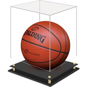 Basketball Display Case, Clear Acrylic Signed Basketball Case Stand Basketball Box Holder for Autographed Basketball Soccer for Boys Men Room Dcor Ideal Gift Athlete (No Assembly Required)